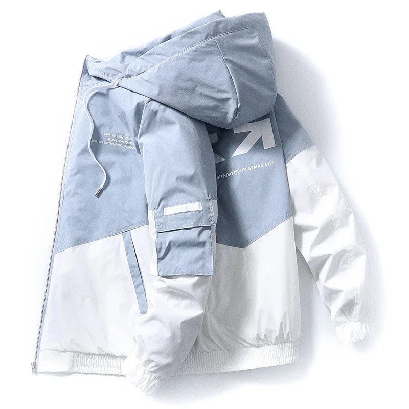 2023 Men's Spring and Autumn New Jackets High Street Trendy Printing Cargo Coat Stitching Color Windproof Pilot Jacket Male - Akhi Co.