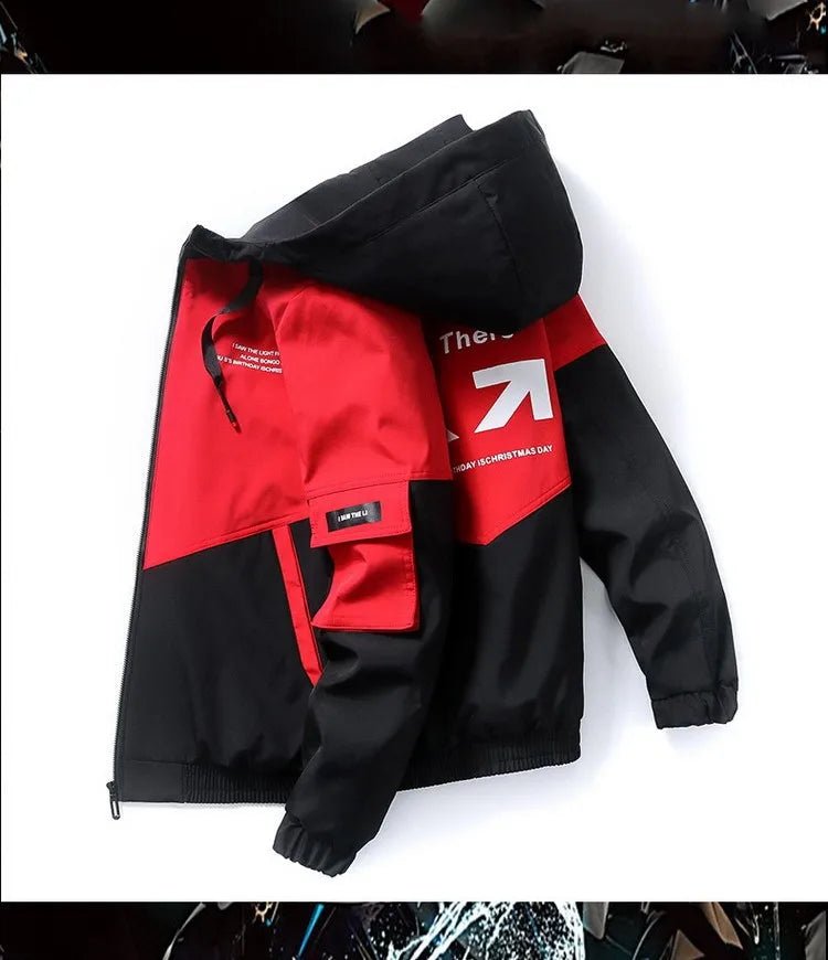 2023 Men's Spring and Autumn New Jackets High Street Trendy Printing Cargo Coat Stitching Color Windproof Pilot Jacket Male - Akhi Co.