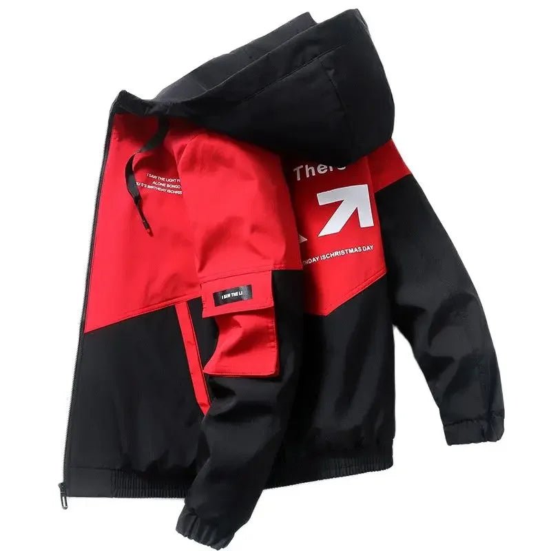 2023 Men's Spring and Autumn New Jackets High Street Trendy Printing Cargo Coat Stitching Color Windproof Pilot Jacket Male - Akhi Co.