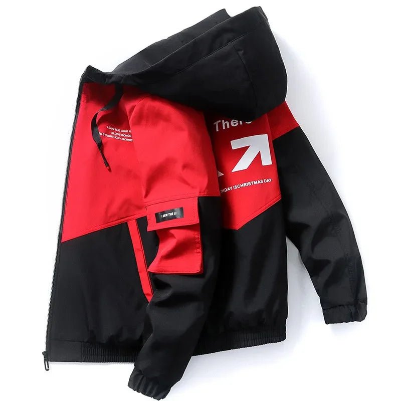 2023 Men's Spring and Autumn New Jackets High Street Trendy Printing Cargo Coat Stitching Color Windproof Pilot Jacket Male - Akhi Co.