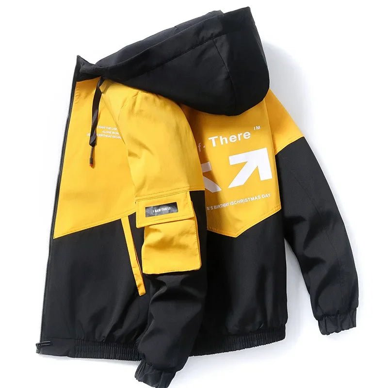 2023 Men's Spring and Autumn New Jackets High Street Trendy Printing Cargo Coat Stitching Color Windproof Pilot Jacket Male - Akhi Co.