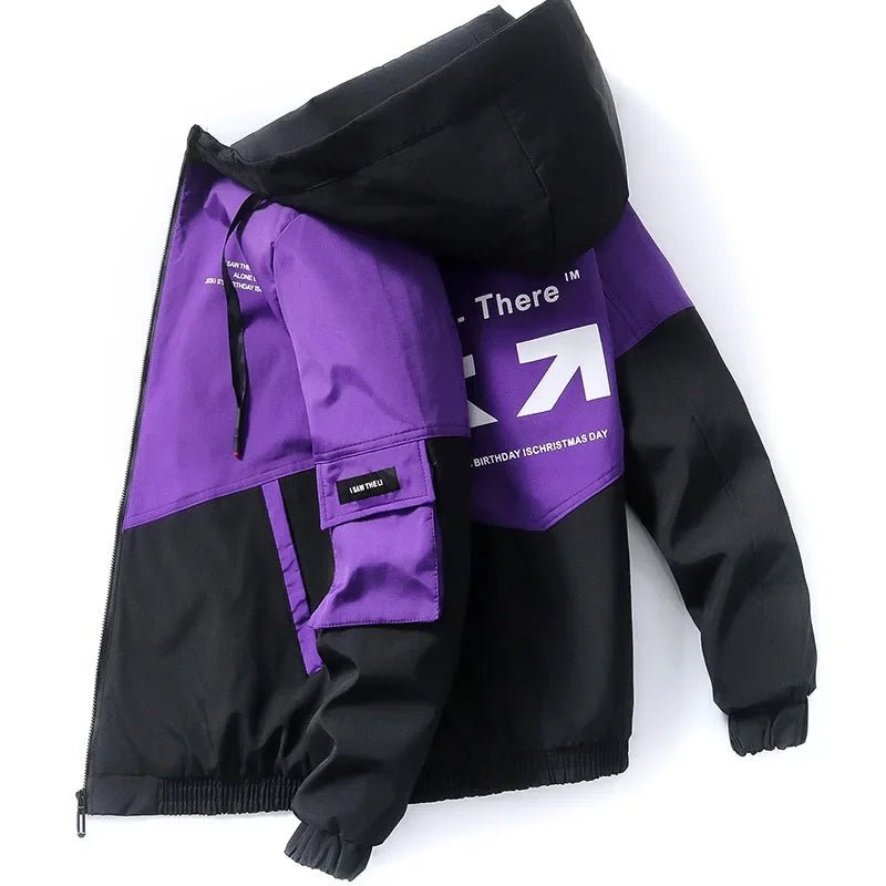 2023 Men's Spring and Autumn New Jackets High Street Trendy Printing Cargo Coat Stitching Color Windproof Pilot Jacket Male - Akhi Co.