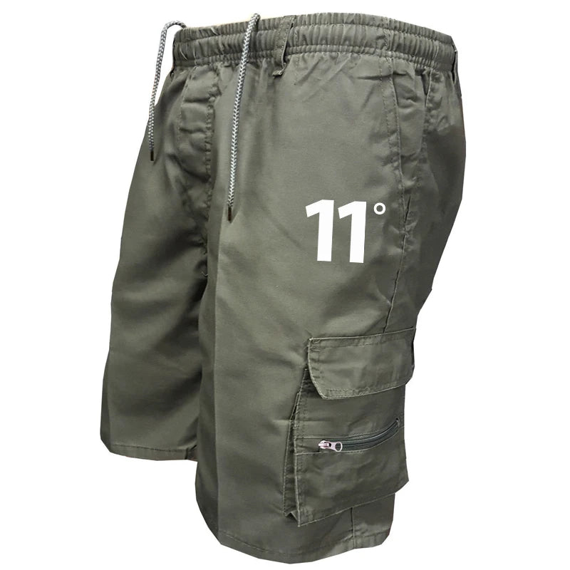 Outdoor Cargo Shorts Male Overalls Elastic Waist Cycling Multi - pockets Loose Work Short Pants Beach Sport Printed Trousers - Akhi Co.