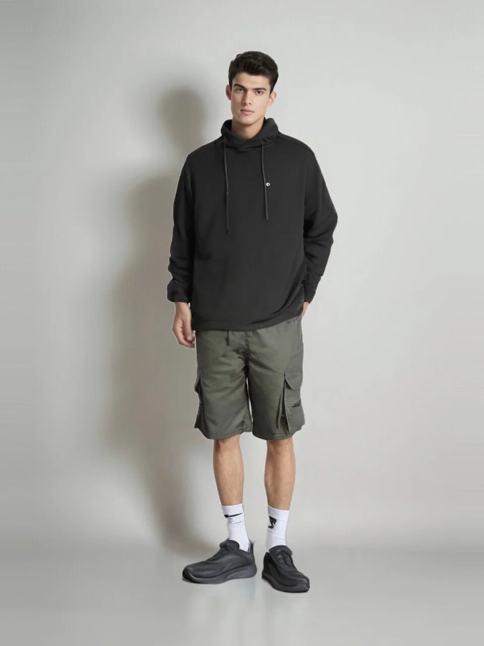 Outdoor Cargo Shorts Male Overalls Elastic Waist Cycling Multi - pockets Loose Work Short Pants Beach Sport Printed Trousers - Akhi Co.