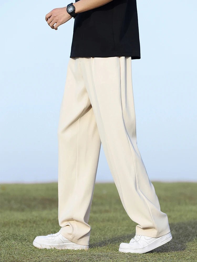 Summer Korean Men's Pants Light&Thin Polyester Elastic Waist Semi - Wide Loose Slacks Drape Suit Pants Male Casual Trousers - Akhi Co.