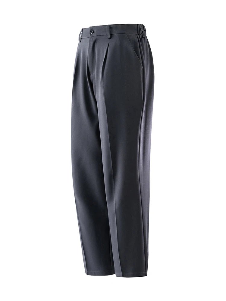 Summer Korean Men's Pants Light&Thin Polyester Elastic Waist Semi - Wide Loose Slacks Drape Suit Pants Male Casual Trousers - Akhi Co.