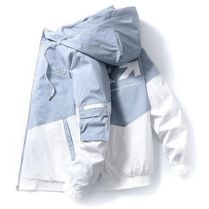 2023 Men's Spring and Autumn New Jackets High Street Trendy Printing Cargo Coat Stitching Color Windproof Pilot Jacket Male - Akhi Co.