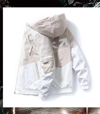 2023 Men's Spring and Autumn New Jackets High Street Trendy Printing Cargo Coat Stitching Color Windproof Pilot Jacket Male - Akhi Co.