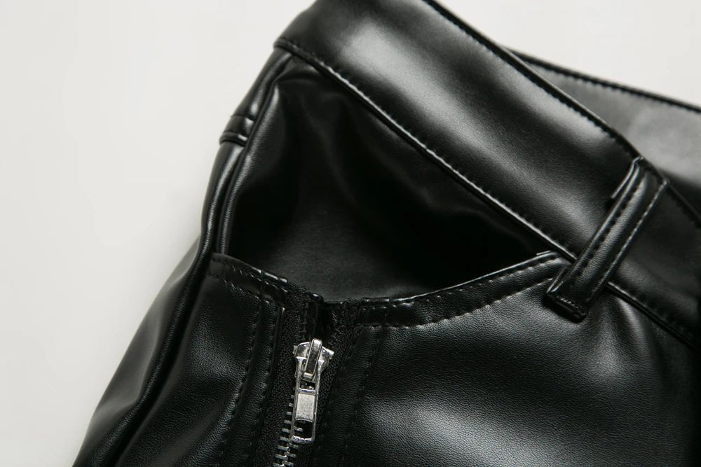 New Winter Men Skinny Biker Pu Leather Pants High Street Fashion Motorcycle Trousers for Male Stage Club Wear - Akhi Co.