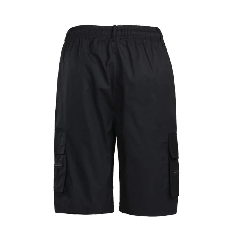 Outdoor Cargo Shorts Male Overalls Elastic Waist Cycling Multi - pockets Loose Work Short Pants Beach Sport Printed Trousers - Akhi Co.