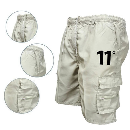 Outdoor Cargo Shorts Male Overalls Elastic Waist Cycling Multi - pockets Loose Work Short Pants Beach Sport Printed Trousers - Akhi Co.