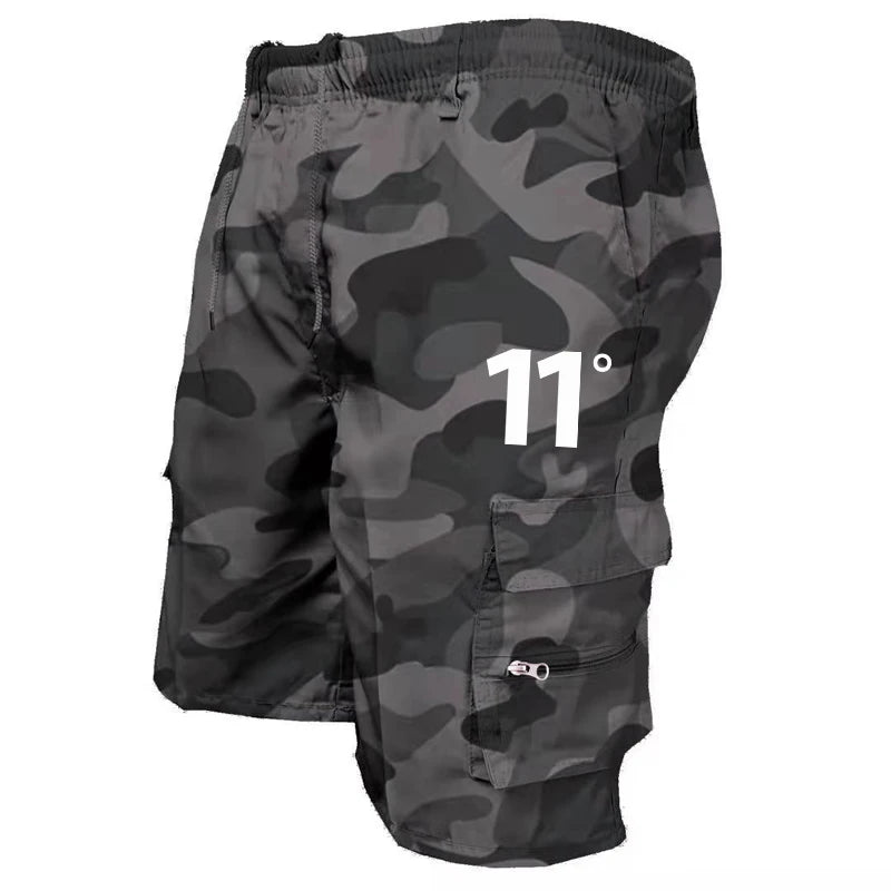 Outdoor Cargo Shorts Male Overalls Elastic Waist Cycling Multi - pockets Loose Work Short Pants Beach Sport Printed Trousers - Akhi Co.