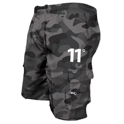 Outdoor Cargo Shorts Male Overalls Elastic Waist Cycling Multi - pockets Loose Work Short Pants Beach Sport Printed Trousers - Akhi Co.