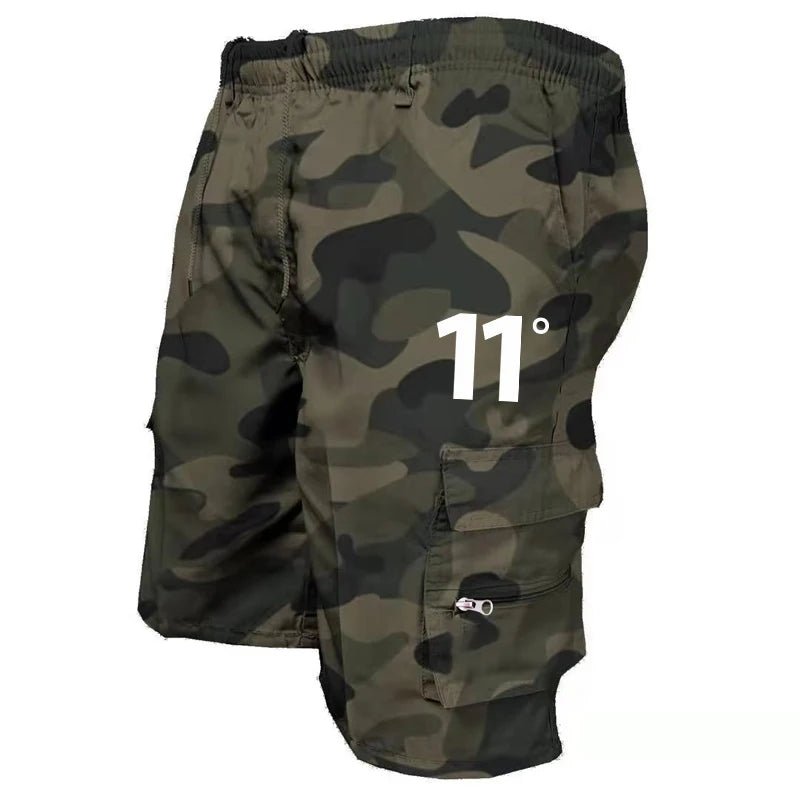 Outdoor Cargo Shorts Male Overalls Elastic Waist Cycling Multi - pockets Loose Work Short Pants Beach Sport Printed Trousers - Akhi Co.