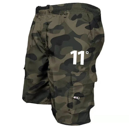 Outdoor Cargo Shorts Male Overalls Elastic Waist Cycling Multi - pockets Loose Work Short Pants Beach Sport Printed Trousers - Akhi Co.