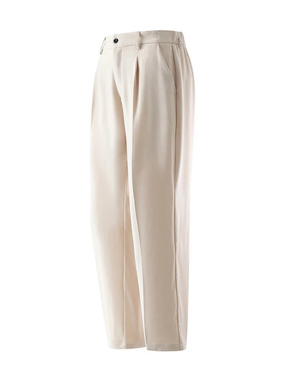Summer Korean Men's Pants Light&Thin Polyester Elastic Waist Semi - Wide Loose Slacks Drape Suit Pants Male Casual Trousers - Akhi Co.
