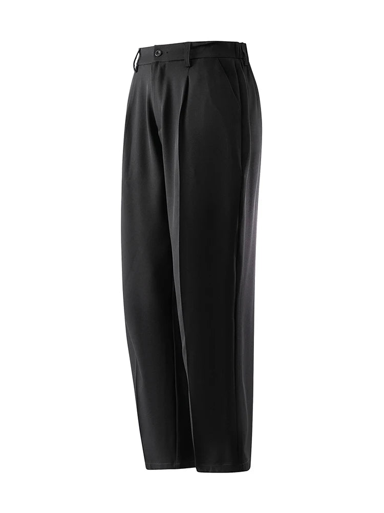 Summer Korean Men's Pants Light&Thin Polyester Elastic Waist Semi - Wide Loose Slacks Drape Suit Pants Male Casual Trousers - Akhi Co.