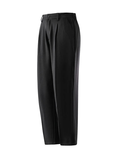 Summer Korean Men's Pants Light&Thin Polyester Elastic Waist Semi - Wide Loose Slacks Drape Suit Pants Male Casual Trousers - Akhi Co.