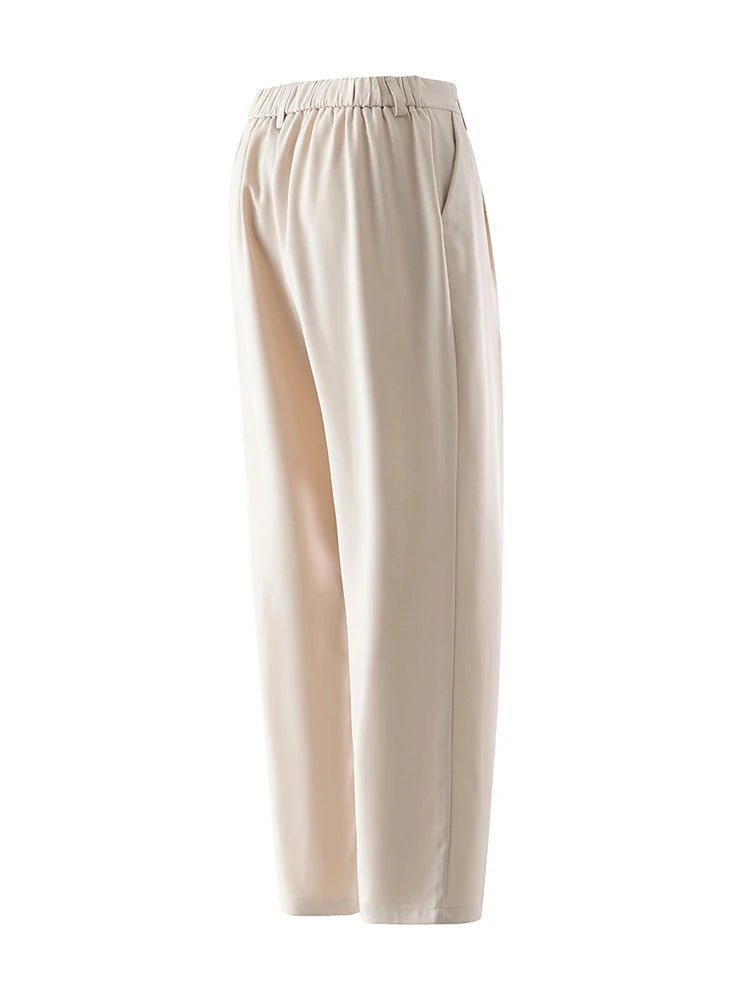 Summer Korean Men's Pants Light&Thin Polyester Elastic Waist Semi - Wide Loose Slacks Drape Suit Pants Male Casual Trousers - Akhi Co.