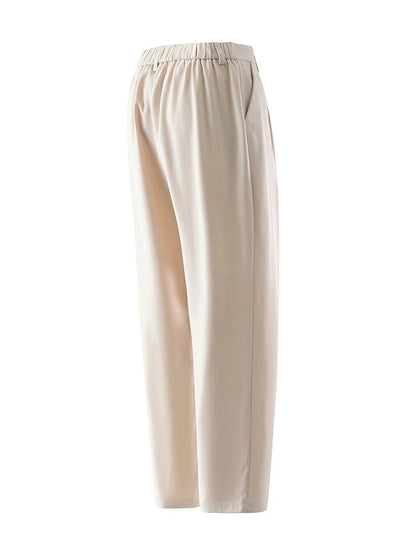 Summer Korean Men's Pants Light&Thin Polyester Elastic Waist Semi - Wide Loose Slacks Drape Suit Pants Male Casual Trousers - Akhi Co.