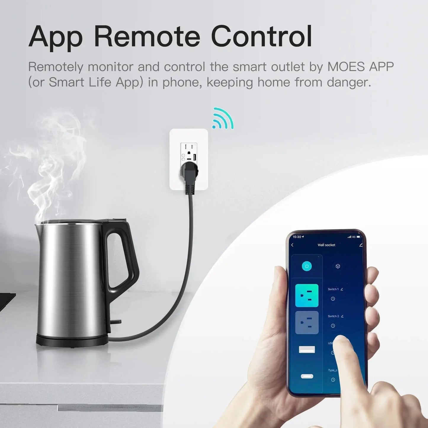 WiFi Smart Power Wall Socket with Type C And USB Dual Outlet - Akhi Co.