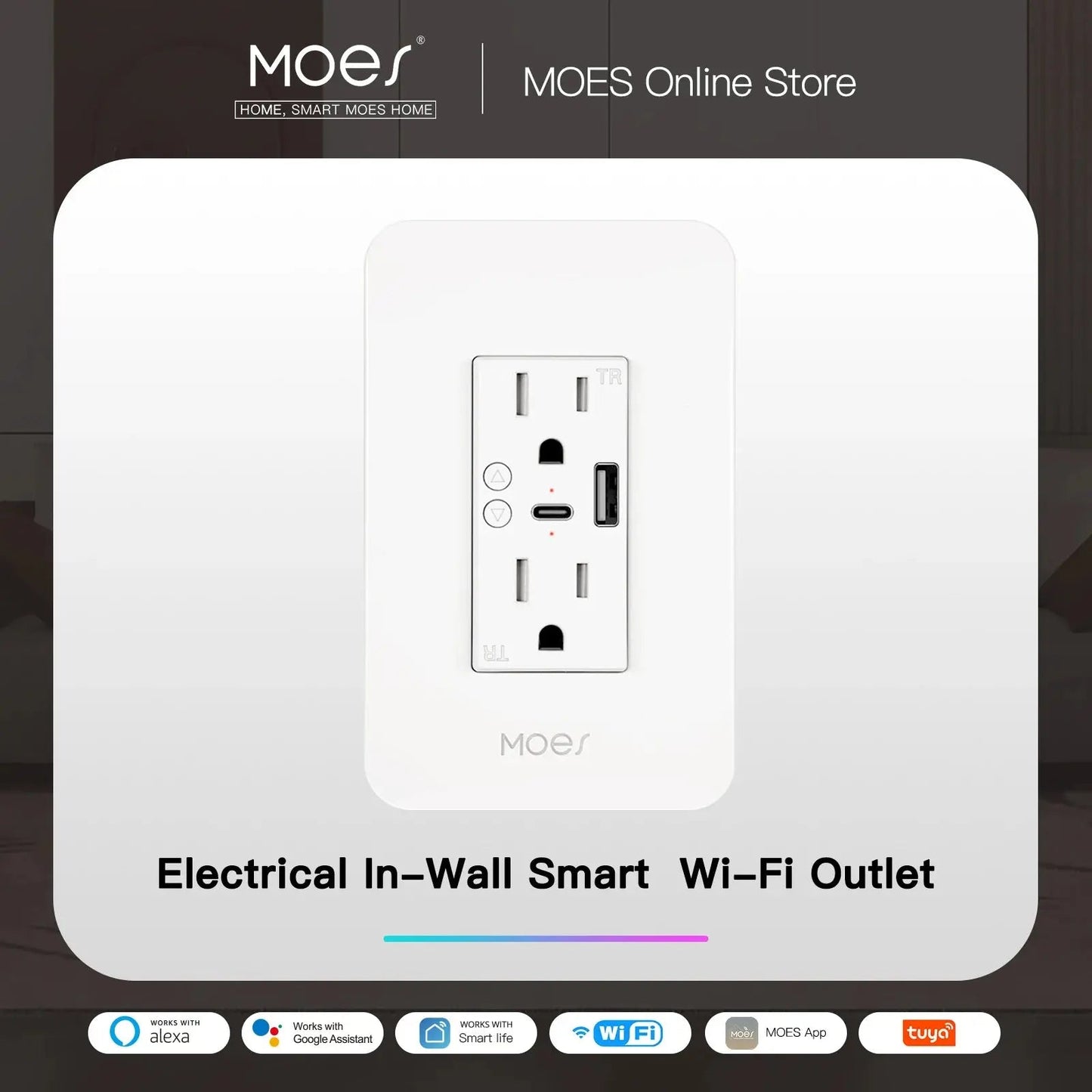 WiFi Smart Power Wall Socket with Type C And USB Dual Outlet - Akhi Co.