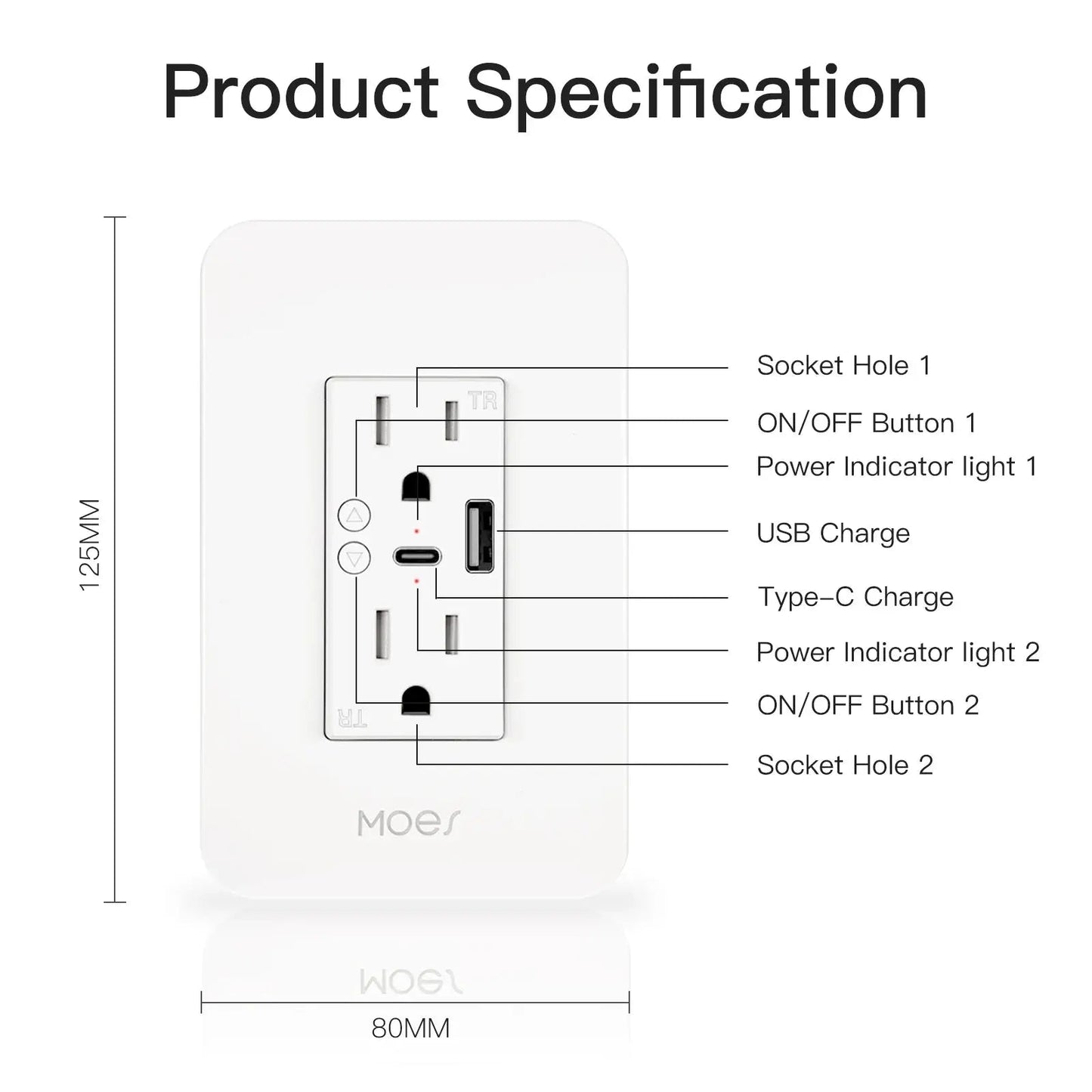 WiFi Smart Power Wall Socket with Type C And USB Dual Outlet - Akhi Co.